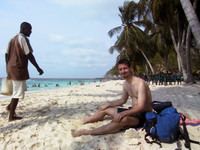 White sand beach, getting sunburnt